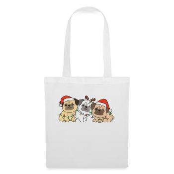 Carlin Noël Animaux Chiens mignons - Sac en tissu - blanc - Devant