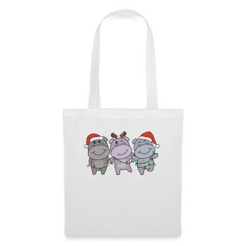 Hippopotames de Noël Animaux Mignons Hippopotames - Sac en tissu - blanc - Devant
