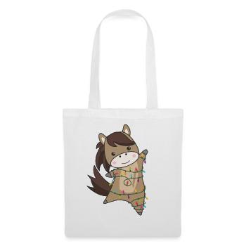 Cheval Poney Noël Neige Hiver Animaux Chevaux - Sac en tissu - blanc - Devant