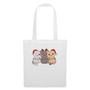 Chat Noël Animaux Chats mignons - Sac en tissu - blanc - Devant