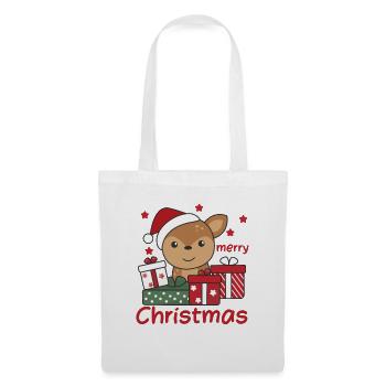 Reh Weihnachten Geschenk Winter Tiere Rehe - Stoffbeutel - Weiß - Vorne