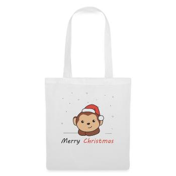 Singe Noël Neige Hiver Animaux Singes - Sac en tissu - blanc - Devant