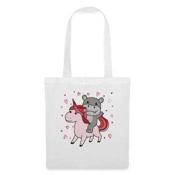 Hippo with unicorn hearts favorite animal heart - Tote Bag - white - Front