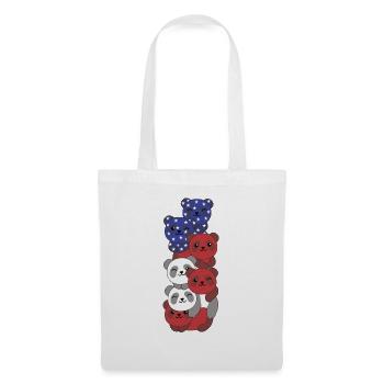 Panda für den vierten Juli USA Flagge Pandas - Stoffbeutel - Weiß - Vorne