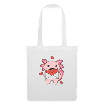 Axolotl zum Valentinstag süße Tiere mit Herzen - Stoffbeutel - Weiß - Vorne