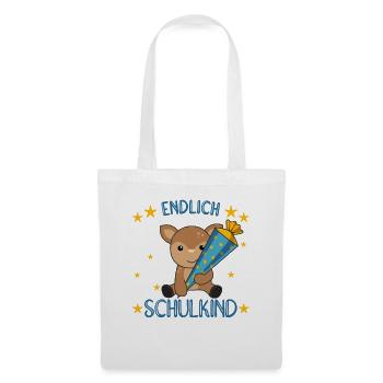 Endlich Schulkind Reh Schultüte Schule Einschulung - Stoffbeutel - Weiß - Vorne