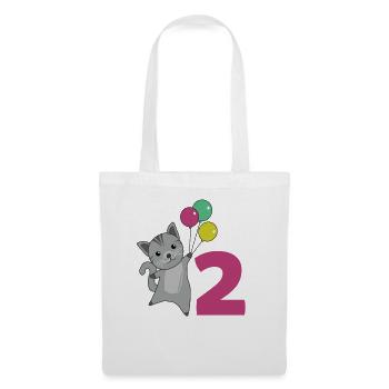 Ballons de deuxième anniversaire de chat pour enfants - Sac en tissu - blanc - Devant