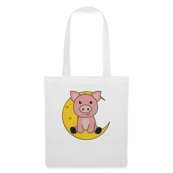 Cochon de lune animaux mignons pour les enfants pour la nuit - Sac en tissu - blanc - Devant