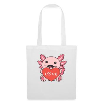 Axolotl zum Valentinstag süße Tiere mit Herzen - Stoffbeutel - Weiß - Vorne