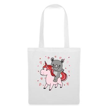 Rhinoceros with Unicorn Hearts Favorite Animal Heart - Tote Bag - white - Front