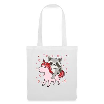 Raccoon with Unicorn Hearts Favorite Animal Heart - Tote Bag - white - Front