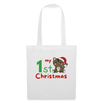 Chat de Noël Chats mon 1er Noël - Sac en tissu - blanc - Devant