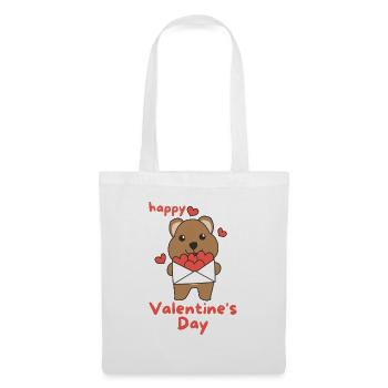 Quokka zum Valentinstag süße Tiere mit Herzen - Stoffbeutel - Weiß - Vorne