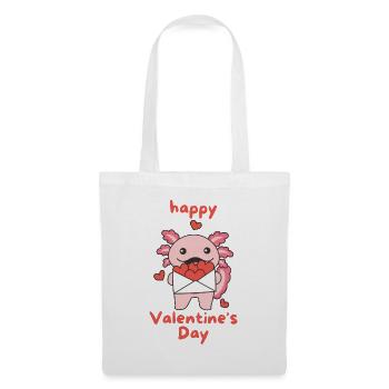 Axolotl zum Valentinstag süße Tiere mit Herzen - Stoffbeutel - Weiß - Vorne