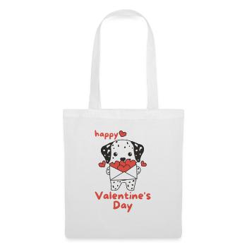 Dalmatiner zum Valentinstag süße Tiere mit Herzen - Stoffbeutel - Weiß - Vorne