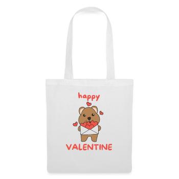 Quokka zum Valentinstag süße Tiere mit Herzen - Stoffbeutel - Weiß - Vorne