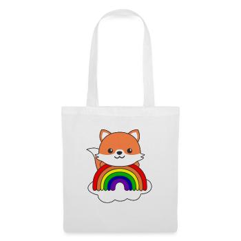Fuchs bunter Regenbogen für Kinder süßes Fuchs - Stoffbeutel - Weiß - Vorne