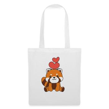 Roter Panda zum Valentinstag süße Tiere mit Herzen - Stoffbeutel - Weiß - Vorne