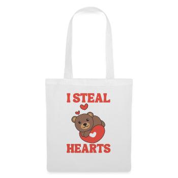 Bär zum Valentinstag ich stehle Herzen - Stoffbeutel - Weiß - Vorne