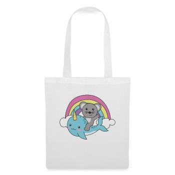 Narval Souris Ocean Unicorn kawaii Arc-en-ciel - Sac en tissu - blanc - Devant