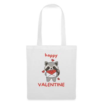 Waschbär zum Valentinstag süße Tiere mit Herzen - Stoffbeutel - Weiß - Vorne