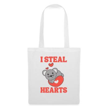 Maus zum Valentinstag ich stehle Herzen - Stoffbeutel - Weiß - Vorne