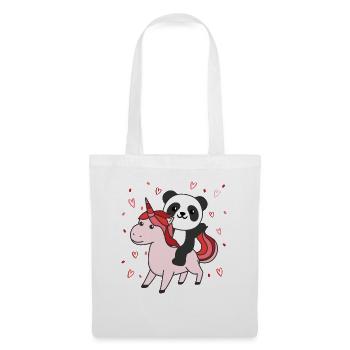 Panda mit Einhorn Herzen Lieblingstier Herz - Stoffbeutel - Weiß - Vorne