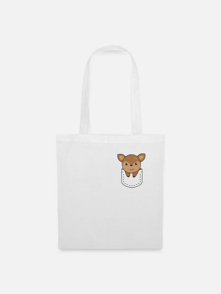 Reh in Tasche süße Rehe in Brusttasche - Stoffbeutel - Weiß