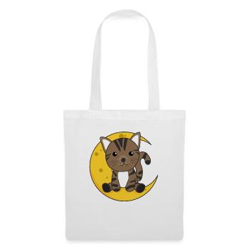 Moon cat cute animals for kids for the night - Tote Bag - white - Front
