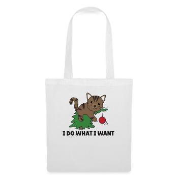 Je fais ce que je veux un chat de Noël drôle - Sac en tissu - blanc - Devant