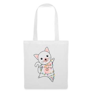 Katze Weihnachten Schnee Winter Tiere Katzen - Stoffbeutel - Weiß - Vorne