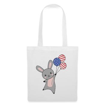 lapin vole ballons usa animaux mignons lapins - Sac en tissu - blanc - Devant