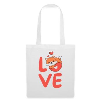Renard pour la Saint-Valentin animaux mignons avec des cœurs Amour - Sac en tissu - blanc - Devant