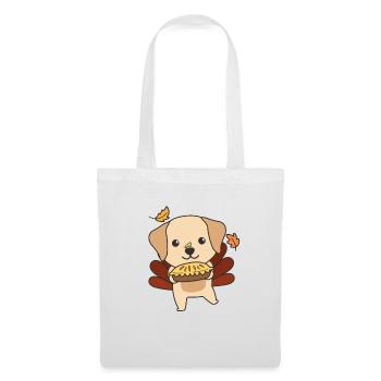 Tenues de Thanksgiving Dinde Labrador avec tarte - Sac en tissu - blanc - Devant