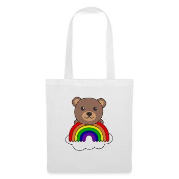 Ours arc-en-ciel coloré pour les enfants ours mignon - Sac en tissu - blanc - Devant
