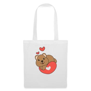 Quokka zum Valentinstag süße Tiere mit Herzen - Stoffbeutel - Weiß - Vorne
