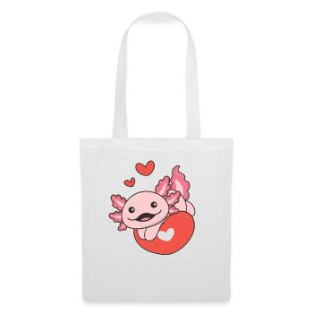 Axolotl zum Valentinstag süße Tiere mit Herzen - Stoffbeutel - Weiß - Vorne