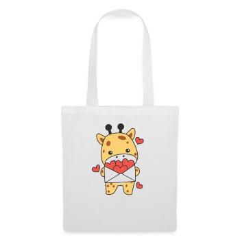 Girafe pour la Saint-Valentin animaux mignons avec des cœurs - Sac en tissu - blanc - Devant