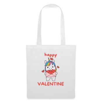 Licorne pour la Saint-Valentin animaux mignons avec des cœurs - Sac en tissu - blanc - Devant