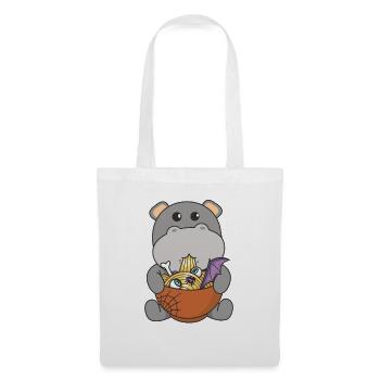 Nudeln japanische Nudeln Halloween Hippo Ramen - Stoffbeutel - Weiß - Vorne