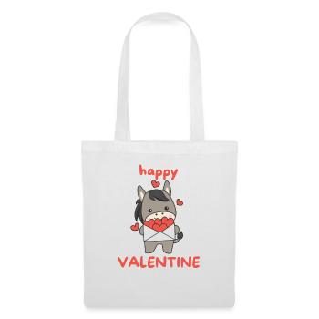 Esel zum Valentinstag süße Tiere mit Herzen - Stoffbeutel - Weiß - Vorne