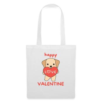 Labrador zum Valentinstag süße Tiere mit Herzen - Stoffbeutel - Weiß - Vorne