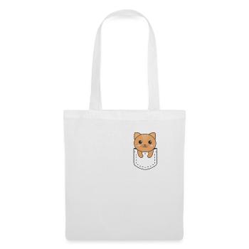 Katze in Tasche süße Katzen in Brusttasche - Stoffbeutel - Weiß - Vorne