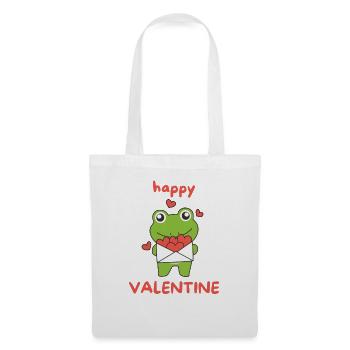 Frosch zum Valentinstag süße Tiere mit Herzen - Stoffbeutel - Weiß - Vorne