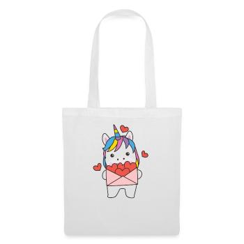 Licorne pour la Saint-Valentin animaux mignons avec des cœurs - Sac en tissu - blanc - Devant
