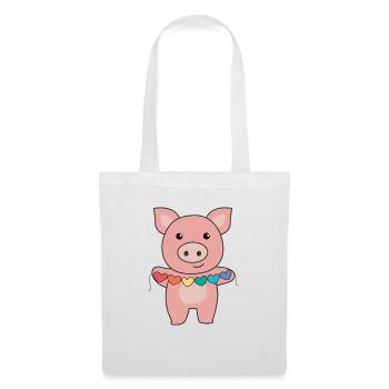 Rainbow Flag Gay Pride LGBTQ Hearts Pig - Tote Bag - white - Front