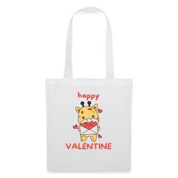 Girafe pour la Saint-Valentin animaux mignons avec des cœurs - Sac en tissu - blanc - Devant