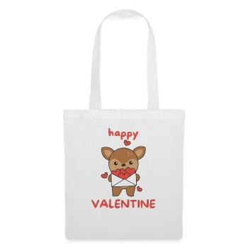 Cerf pour la Saint-Valentin animaux mignons avec des cœurs - Sac en tissu - blanc - Devant