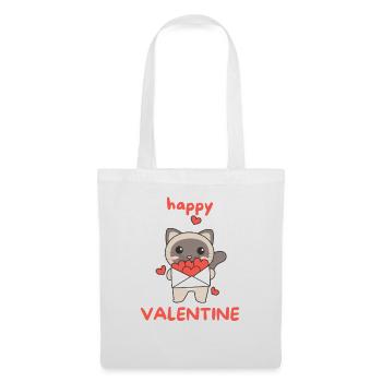 Siamkatze zum Valentinstag süße Tiere mit Herzen - Stoffbeutel - Weiß - Vorne
