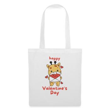 Girafe pour la Saint-Valentin animaux mignons avec des cœurs - Sac en tissu - blanc - Devant